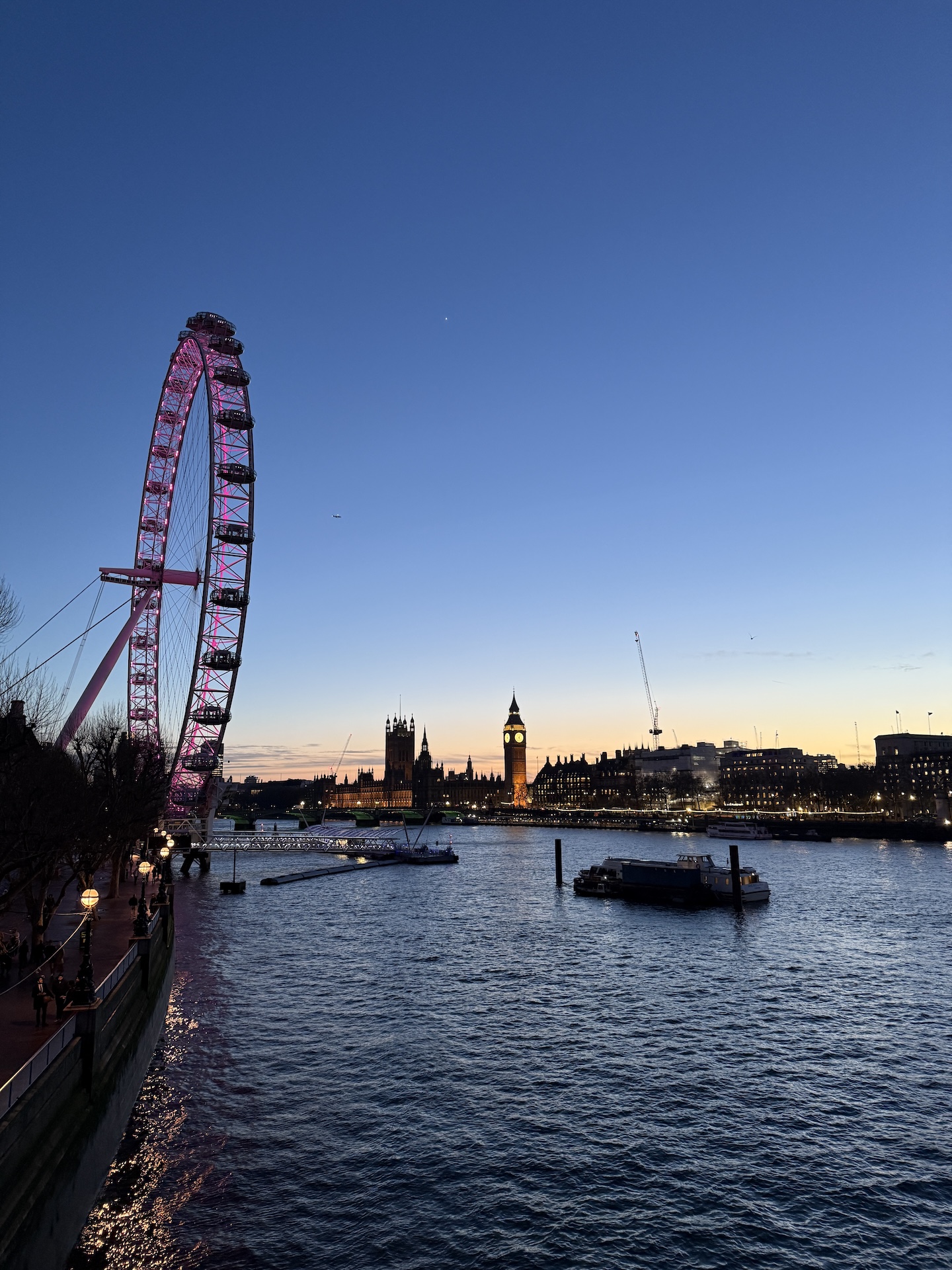 London Eye and Big Ben at dusk
