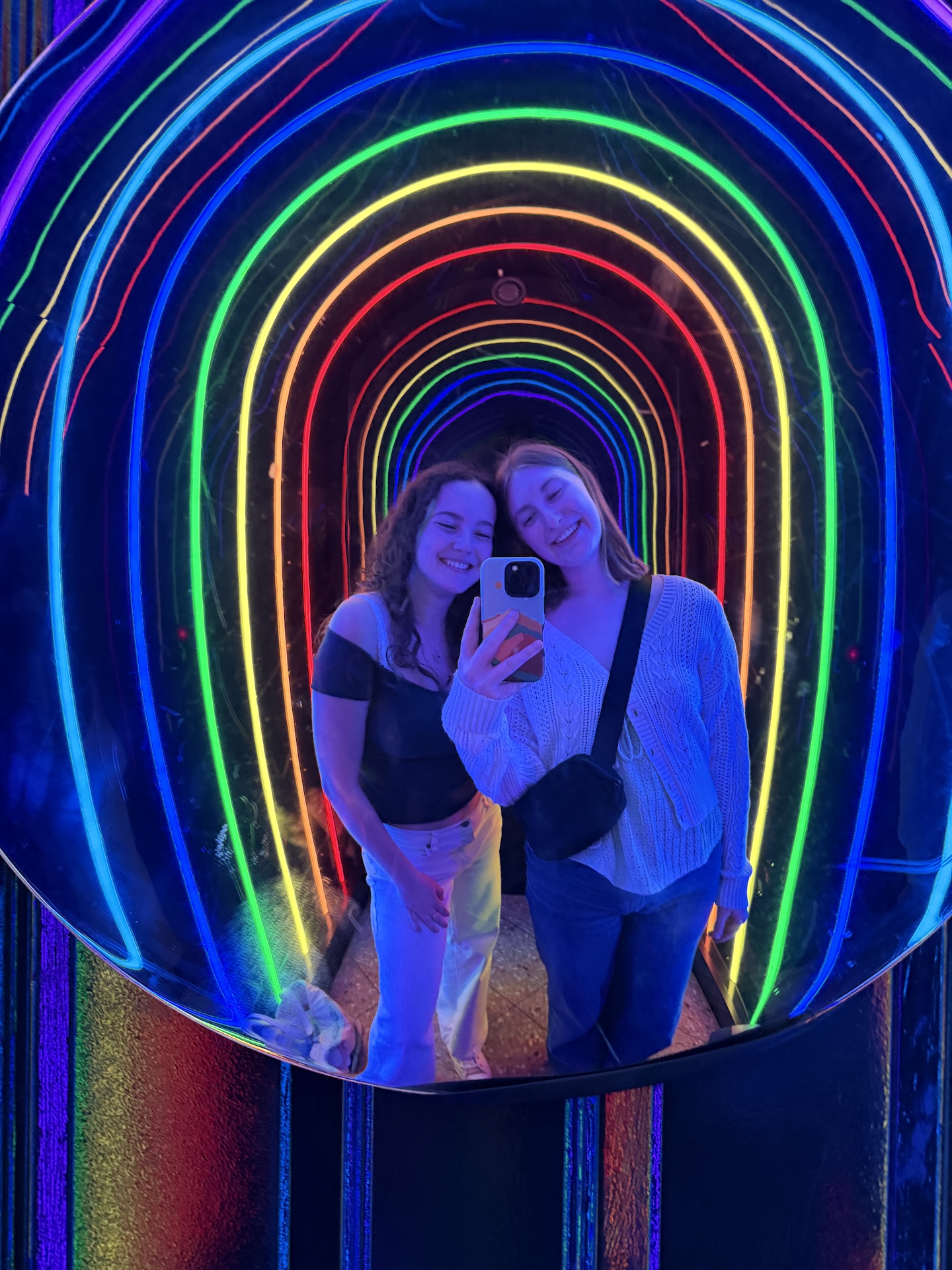 Mirror picture with rainbow background